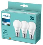 SADA 3x LED Žiarovka Philips A60 E27/8W/230V 4000K