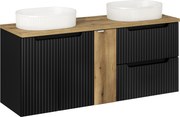 Comad Kúpeľňová skrinka s doskovými umývadlami set Nova Black 140 čierna/dub coast evoke