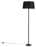 Stojaca lampa čierna s tienidlom z ľanu čierna 45 cm - Simplo