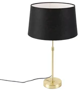 Stolná lampa zlatá/mosadzná s čiernym ľanovým tienidlom 35 cm - Parte