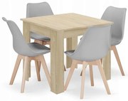 Jedálenská zostava stôl Dub sonoma 80 X 80 cm hnedé nohy + 4 stoličky MARK biele