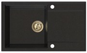 Sink Quality Sink55, kuchynský granitový drez 780x460x215 mm + zlatý sifón, čierna so zlatými bodmi, SKQ-SINK.L.1KDOL.XG