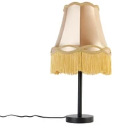 Klasická stolná lampa čierna s tienidlom Granny zlatá 30 cm - Simplo