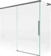 Mexen Rox, L posuvná 2-krídlová vaňová zástena 170 + 70 x 150 cm, 8mm číre sklo, grafitový profil, 8C9L-170-070-95-00