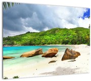 Obraz - Seychely, pláž Takamaka (70x50 cm)