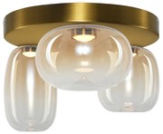 Stropné svietidlo Vaso, 3x jantárové sklenené tienidlo, g