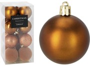 Set 16 ks vianočných ozdôb Festive Sparkles, zlatohnedá, pr. 6 cm, plast, pr. 6 cm