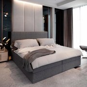 Čalúnená posteľ boxspring ISPIRA 140x200 cm sivá Matrac: Matrac Bonell pružinový
