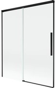 Mexen Rox, 2-krídlová posuvná vaňová zástena 140 x 150 cm, 8mm číre sklo, čierny matný profil, 8C9-140-001-70-00