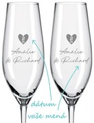 Svadobné poháre na sekt Dátum v srdci 2 ks