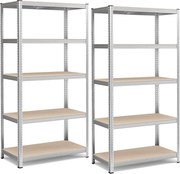 Sada 2 ks dílenských regálů Profa 200 cm stříbrná/hnědá