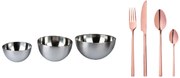 Ernesto® Súprava misiek z nehrdzavejúcej ocele, 3-dielna + Príbor z ušľachtilej ocele, 16-dielna súprava (800006909)