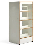 Knižnica STORY, základná sekcia, obojstranná, 1600x747x585 mm, 4 police, biela