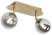 Bodové svetlo zlaté 2-žiarovkové nastaviteľné s dymovým sklom - Atény