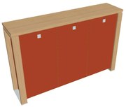 Stredná skriňa Verno+ S 200 x 46 x 130 cm, sklenené dvere, dub svetlý / oranžová