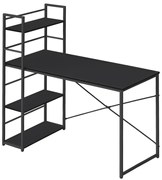 Počítačový stôl s policami - čierny / nohy čierne