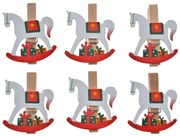 Set 6ks malý drevený kolíček s hojdacími koníkmi - 4*1*4 cm