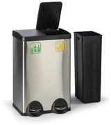 Nášľapný kôš na triedený odpad, 2x28 l, nerezový