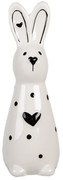 Bielo-čierna keramická dekorácia králiček so srdiečkom - 5*4*13 cm