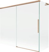Mexen Rox, L posuvná 2-krídlová vaňová zástena 180 + 80 x 150 cm, 8mm číre sklo, medený matný profil, 8C9L-180-080-65-00