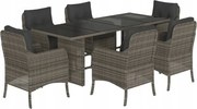 vidaXL 7-dielna sada záhradného nábytku s vankúšmi, šedá, Pe ratan