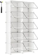 Organizér na topánky KIMBERLY, 10 boxov, biela/priesvitná SongmicsHome