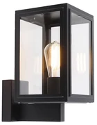 Rustikálna nástenná lampa čierna IP44 - Sutton Up
