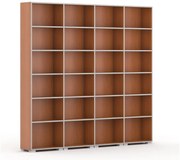 Knižnica SILVER LINE, 4 stĺpce, 2230 x 2400 x 400 mm, čerešňa