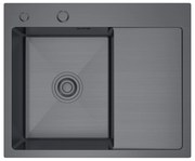 Erga HD, 1-komorový oceľový drez 580x480x210 mm, ľavý, grafitová, ERG-MLS-HD5848LB