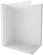 Mexen Velar, sprchová zástena s posuvnými dverami Walk-in 140 x 200 cm, 8mm sklo námraza, biela matná, 871-140-000-33-20