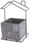 Betónový obal na kvetináč House sivá, 14,5 x 20 x 12 cm
