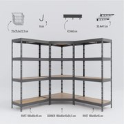 Régal RIVET CORNER PACK 180x180x180x45cm s príslušenstvom