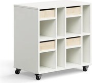 Študentská úložná skrinka CASPER, 4 zásuvky, 8 priehradiek, biela, breza