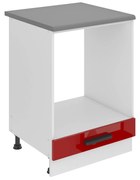 Kuchynská skrinka Belini Premium Full Version spodná pre vstavanú rúru 60 cm červený lesk s pracovnou doskou