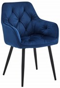 TRENDIE Zamatová jedálenská stolička LYON modrá