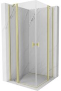 Mexen, Mexen Mist Duo sklápací sprchový kút 75 x 75 cm, transparentný, brúsené zlato - 8A4-075-075-55-00