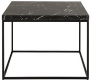 Čierny konferenčný stolík s doskou v dekore mramoru 60x60 cm Barossa – Actona
