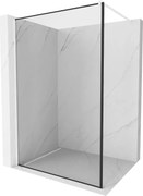 Mexen Kioto, Walk-In sprchová zástena 80 x 200 cm, 8mm sklo číre/čierny vzor, biely profil, 800-080-101-20-70