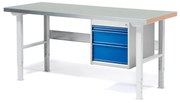 Dielenský stôl SOLID s 3 zásuvkami, nosnosť 750 kg, 1500x800 mm, oceľ