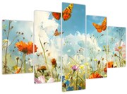 Obraz - Motýle na letnej lúke (150x105 cm)