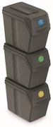 PROSPERPLAST Sada 3 odpadkových košov SORTIBOX Aj šedý kameň, objem 3x20L