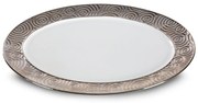 DEKORAČNÝ KERAMICKÝ TANIER ALTEA 34X25X3 CM STRIEBORNÁ