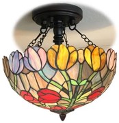 Luster stropnica Tiffany vitráž na retiazkach TULIP Ø40