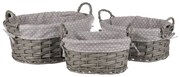 Súprava prútených košíkov s látkou Sivá bodka, 3 ks, 3 veľkosti, 39 x 22 x 31 cm