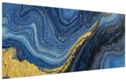 Obraz - Modro-zlatá abstrakcia (120x50 cm)