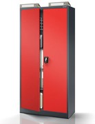 Kovová spisová skriňa JAN H, 900 x 1950 x 400 mm, antracitovo-červená