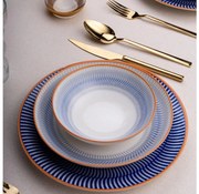 24-dielna jedálenská súprava modrá/oranžová/porcelán