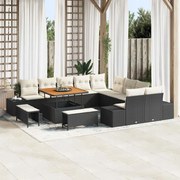 vidaXL 13-dielna záhradná sedacia súprava s vankúšmi čierna poly ratan acac