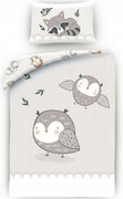 Obliečky do detskej postieľky so Sovičkami a Mývalom - 100% bavlna - 40x60 cm + 100x135 cm