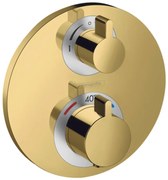 Hansgrohe Ecostat S, termostatická batéria pod omietku na 2 spotrebiče, leštený vzhľad zlata, HAN-15758990